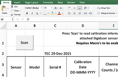 digiducer data acquisition in excel